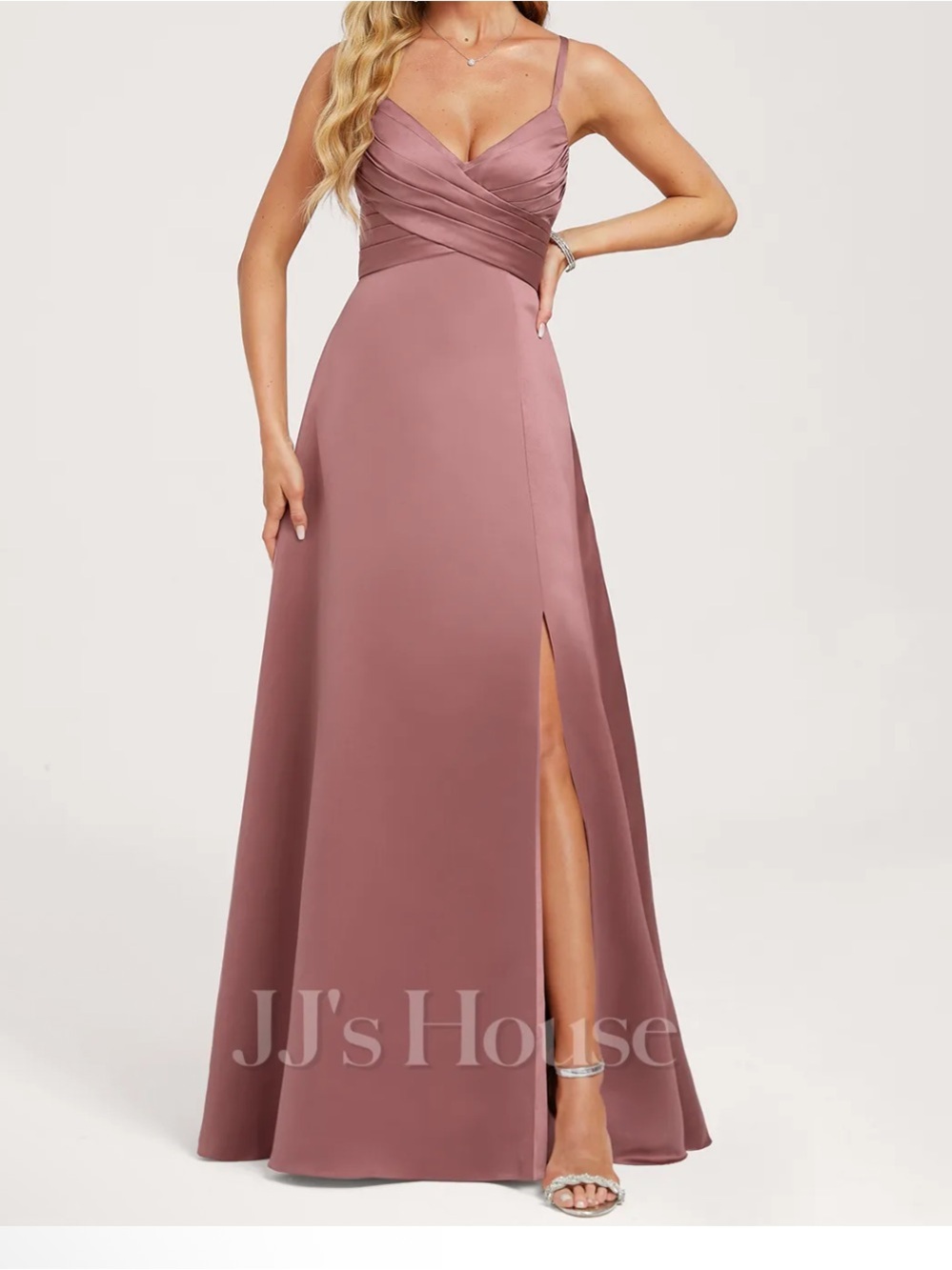 JJ's House Dusty Rose Spaghetti Strap A-Line Wedding Dress